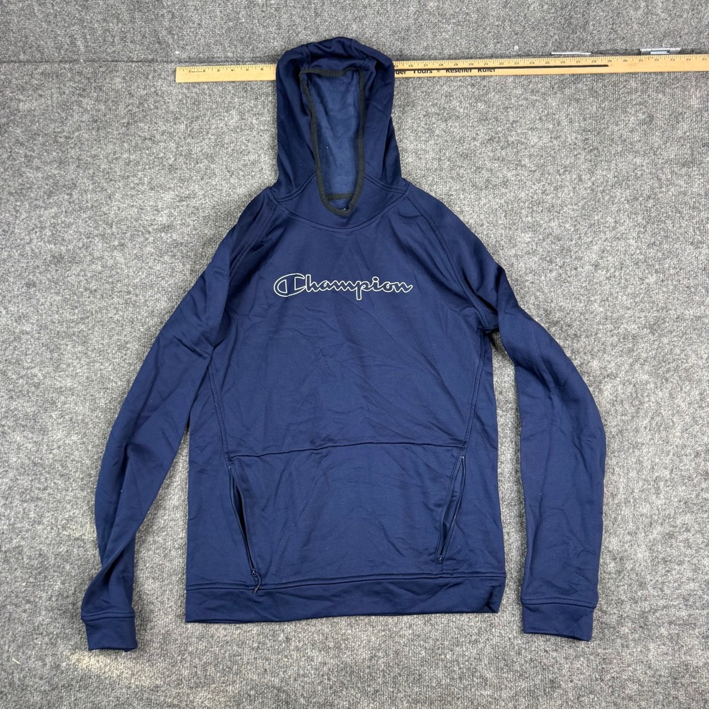 Champion Hoodie Mens Size M Navy Blue Lightweight Performance Athletic Sweat